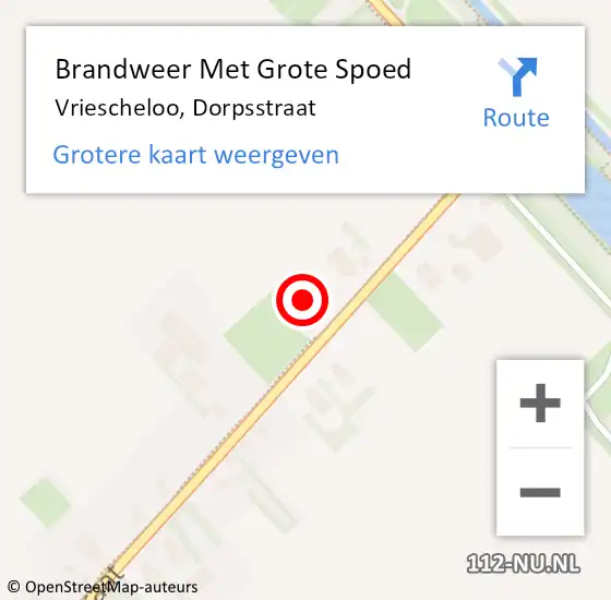 Locatie op kaart van de 112 melding: Brandweer Met Grote Spoed Naar Vriescheloo, Dorpsstraat op 1 augustus 2021 03:01