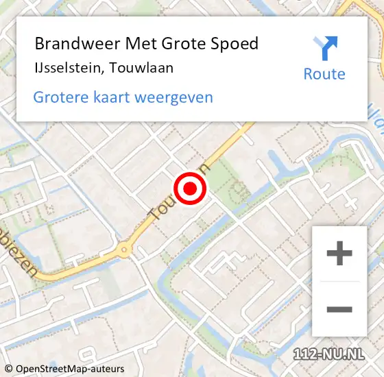 Locatie op kaart van de 112 melding: Brandweer Met Grote Spoed Naar IJsselstein, Touwlaan op 1 augustus 2021 03:16