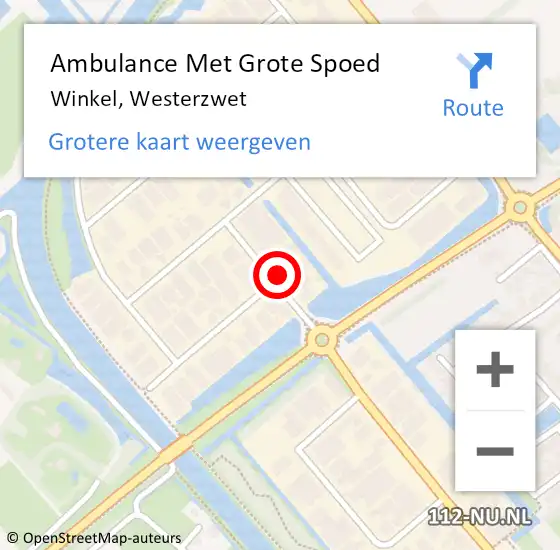 Locatie op kaart van de 112 melding: Ambulance Met Grote Spoed Naar Winkel, Westerzwet op 1 augustus 2021 03:53