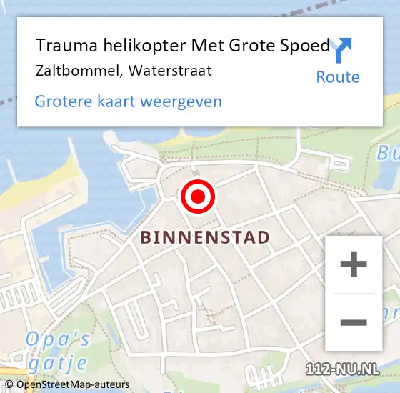 Locatie op kaart van de 112 melding: Trauma helikopter Met Grote Spoed Naar Zaltbommel, Waterstraat op 1 augustus 2021 03:55