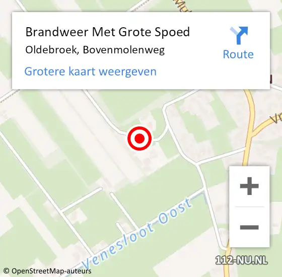 Locatie op kaart van de 112 melding: Brandweer Met Grote Spoed Naar Oldebroek, Bovenmolenweg op 1 augustus 2021 04:05