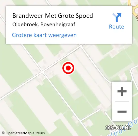 Locatie op kaart van de 112 melding: Brandweer Met Grote Spoed Naar Oldebroek, Bovenheigraaf op 1 augustus 2021 04:25