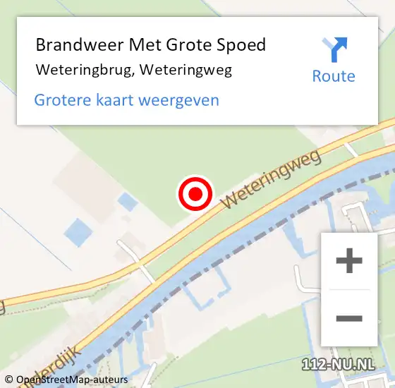 Locatie op kaart van de 112 melding: Brandweer Met Grote Spoed Naar Weteringbrug, Weteringweg op 1 augustus 2021 05:47