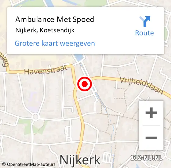 Locatie op kaart van de 112 melding: Ambulance Met Spoed Naar Nijkerk, Koetsendijk op 1 augustus 2021 06:04