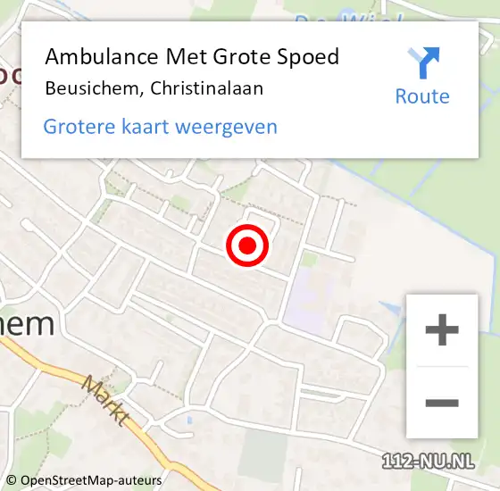 Locatie op kaart van de 112 melding: Ambulance Met Grote Spoed Naar Beusichem, Christinalaan op 1 augustus 2021 07:32
