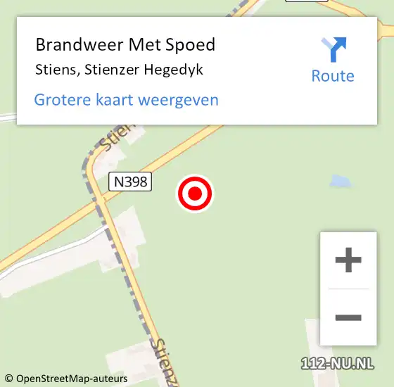 Locatie op kaart van de 112 melding: Brandweer Met Spoed Naar Stiens, Stienzer Hegedyk op 1 augustus 2021 08:25