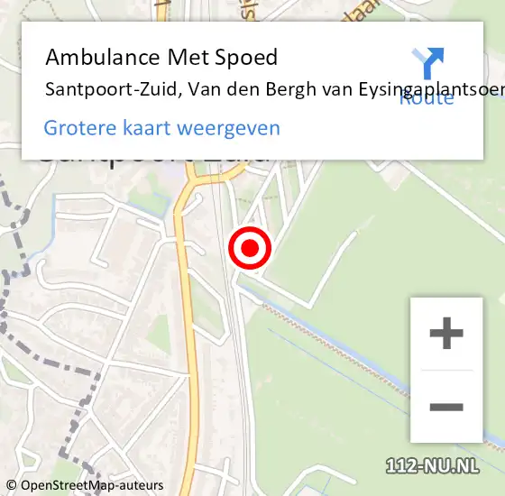 Locatie op kaart van de 112 melding: Ambulance Met Spoed Naar Santpoort-Zuid, Van den Bergh van Eysingaplantsoen op 1 augustus 2021 08:27