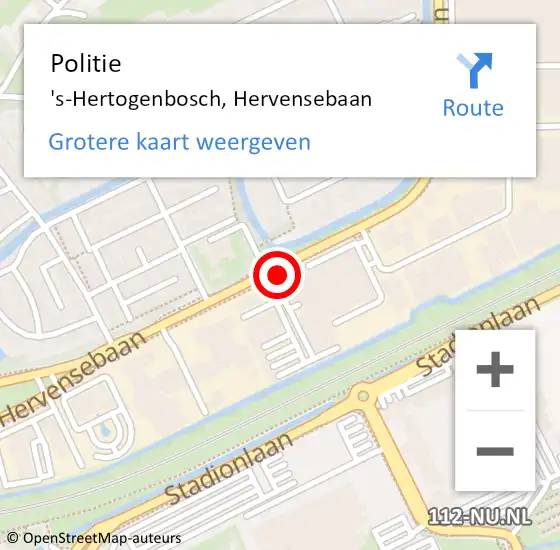 Locatie op kaart van de 112 melding: Politie 's-Hertogenbosch, Hervensebaan op 1 augustus 2021 08:41