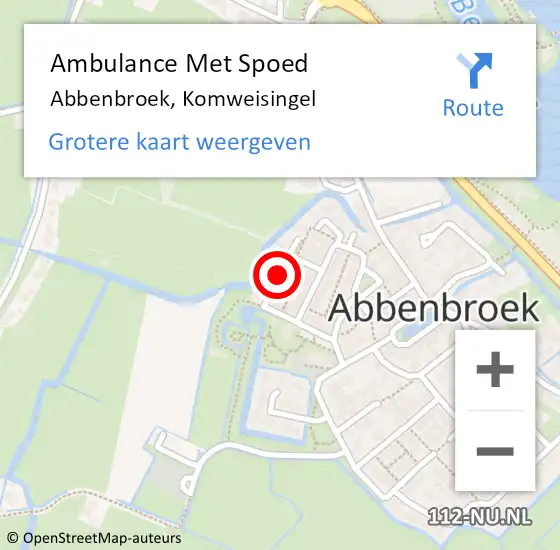 Locatie op kaart van de 112 melding: Ambulance Met Spoed Naar Abbenbroek, Komweisingel op 1 augustus 2021 08:49