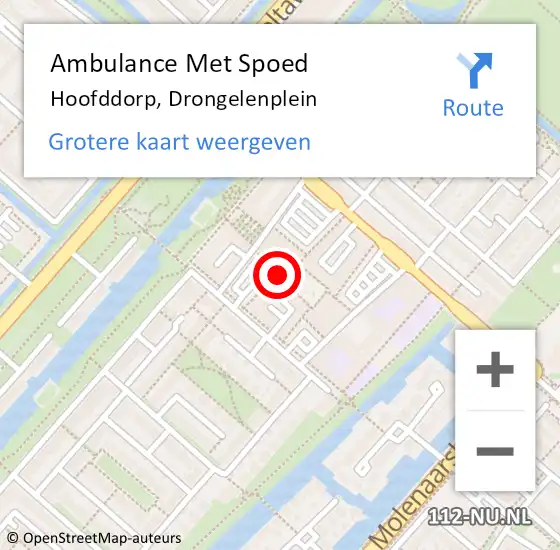 Locatie op kaart van de 112 melding: Ambulance Met Spoed Naar Hoofddorp, Drongelenplein op 1 augustus 2021 08:58