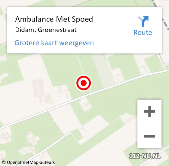 Locatie op kaart van de 112 melding: Ambulance Met Spoed Naar Didam, Groenestraat op 1 augustus 2021 08:59