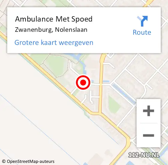 Locatie op kaart van de 112 melding: Ambulance Met Spoed Naar Zwanenburg, Nolenslaan op 1 augustus 2021 09:12