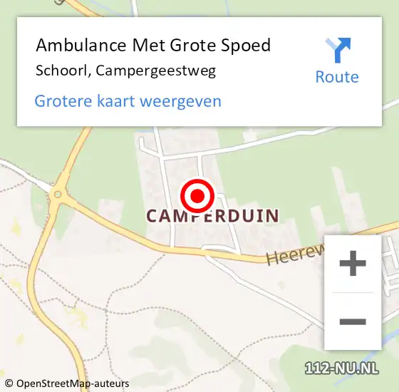 Locatie op kaart van de 112 melding: Ambulance Met Grote Spoed Naar Schoorl, Campergeestweg op 1 augustus 2021 09:49