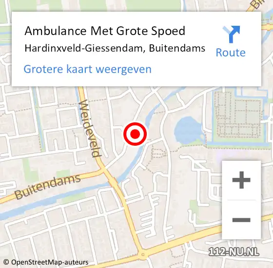 Locatie op kaart van de 112 melding: Ambulance Met Grote Spoed Naar Hardinxveld-Giessendam, Buitendams op 1 augustus 2021 10:26