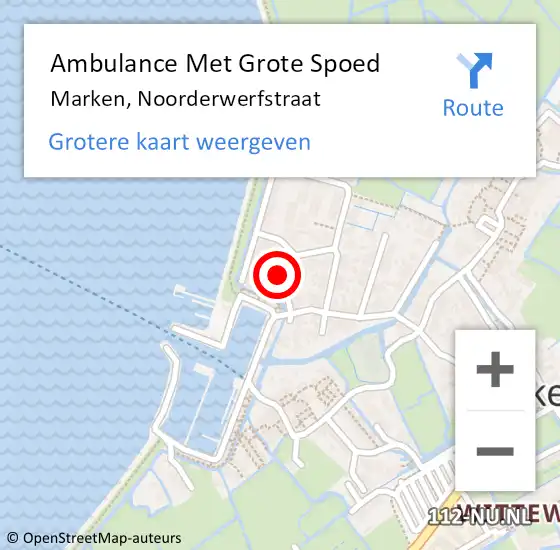 Locatie op kaart van de 112 melding: Ambulance Met Grote Spoed Naar Marken, Noorderwerfstraat op 1 augustus 2021 10:32