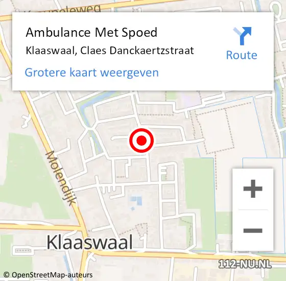 Locatie op kaart van de 112 melding: Ambulance Met Spoed Naar Klaaswaal, Claes Danckaertzstraat op 1 augustus 2021 10:55