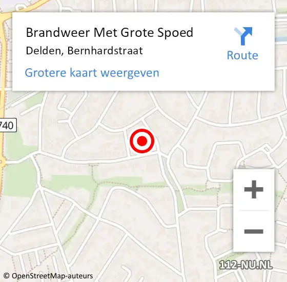 Locatie op kaart van de 112 melding: Brandweer Met Grote Spoed Naar Delden, Bernhardstraat op 1 augustus 2021 10:58