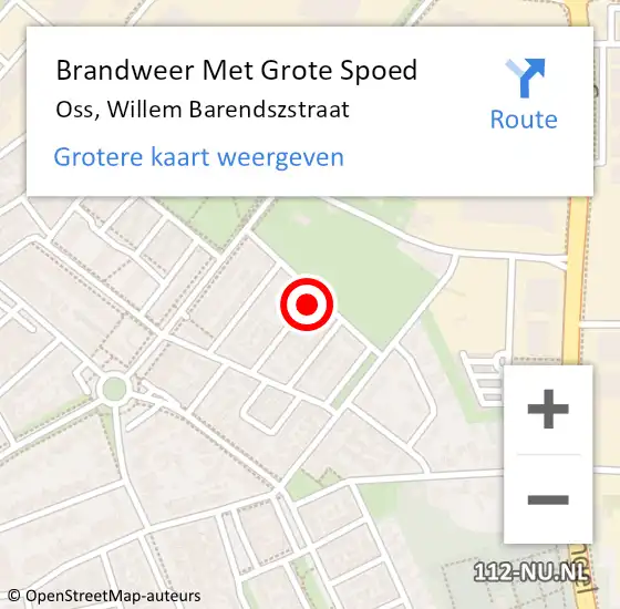 Locatie op kaart van de 112 melding: Brandweer Met Grote Spoed Naar Oss, Willem Barendszstraat op 1 augustus 2021 11:05