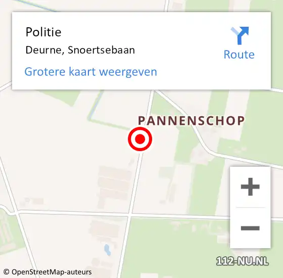 Locatie op kaart van de 112 melding: Politie Deurne, Snoertsebaan op 1 augustus 2021 11:05