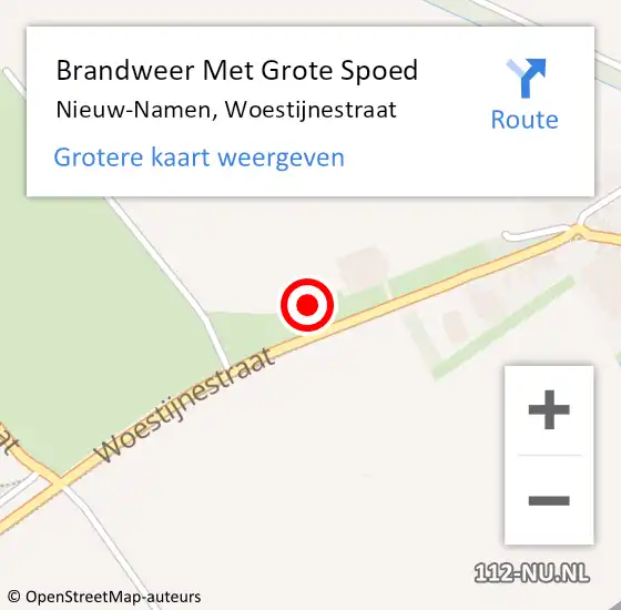 Locatie op kaart van de 112 melding: Brandweer Met Grote Spoed Naar Nieuw-Namen, Woestijnestraat op 1 augustus 2021 11:05