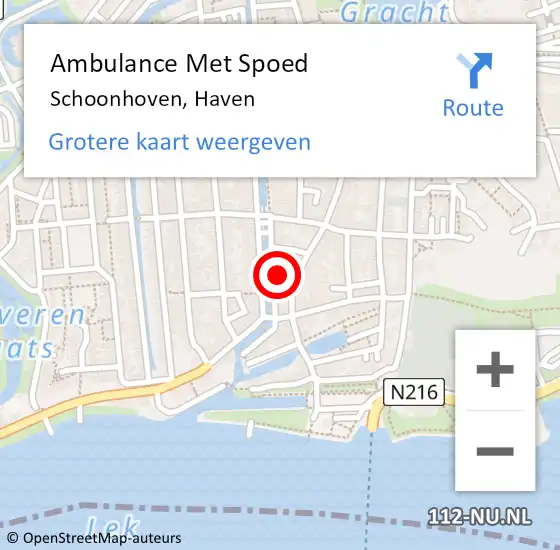 Locatie op kaart van de 112 melding: Ambulance Met Spoed Naar Schoonhoven, Haven op 1 augustus 2021 11:07