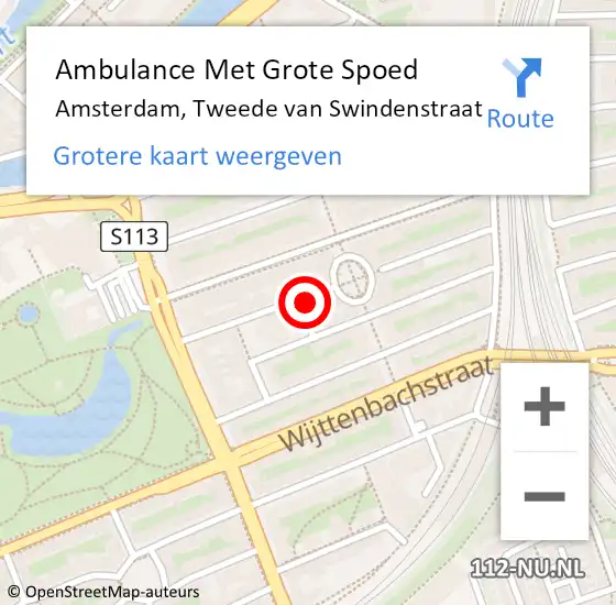 Locatie op kaart van de 112 melding: Ambulance Met Grote Spoed Naar Amsterdam, Tweede van Swindenstraat op 1 augustus 2021 11:13