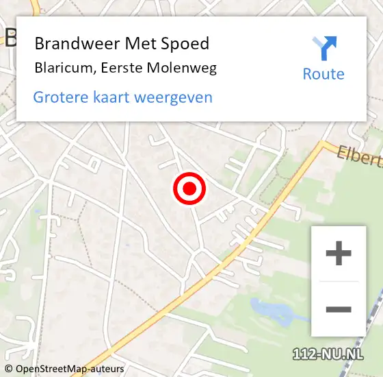 Locatie op kaart van de 112 melding: Brandweer Met Spoed Naar Blaricum, Eerste Molenweg op 1 augustus 2021 11:28