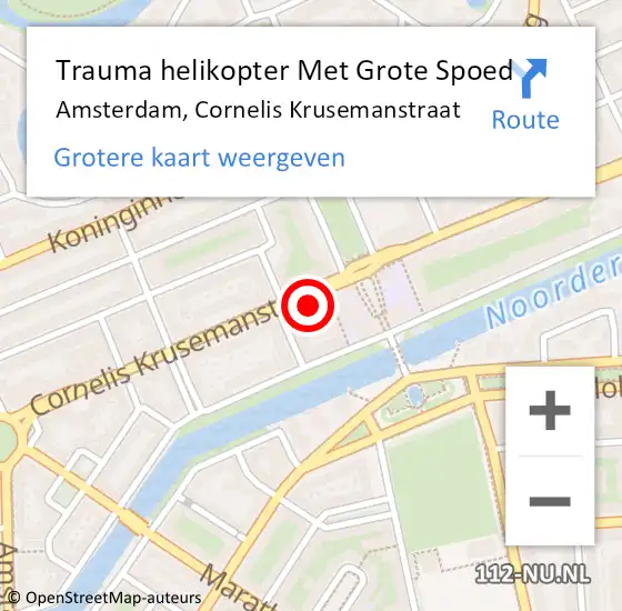 Locatie op kaart van de 112 melding: Trauma helikopter Met Grote Spoed Naar Amsterdam, Cornelis Krusemanstraat op 1 augustus 2021 11:40