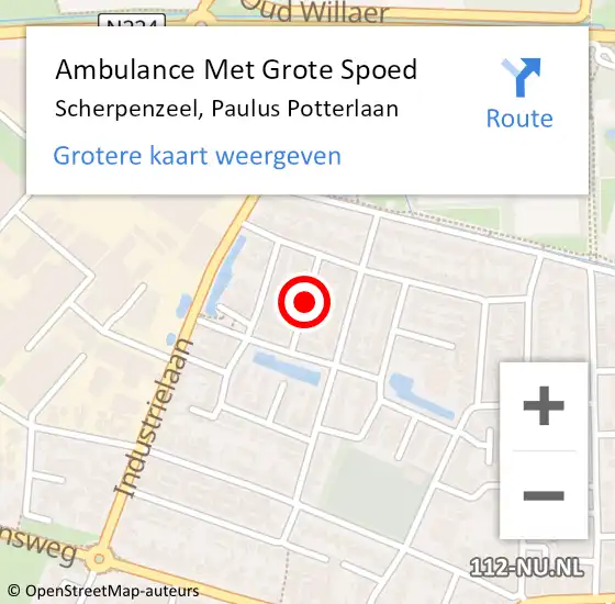 Locatie op kaart van de 112 melding: Ambulance Met Grote Spoed Naar Scherpenzeel, Paulus Potterlaan op 1 augustus 2021 11:44