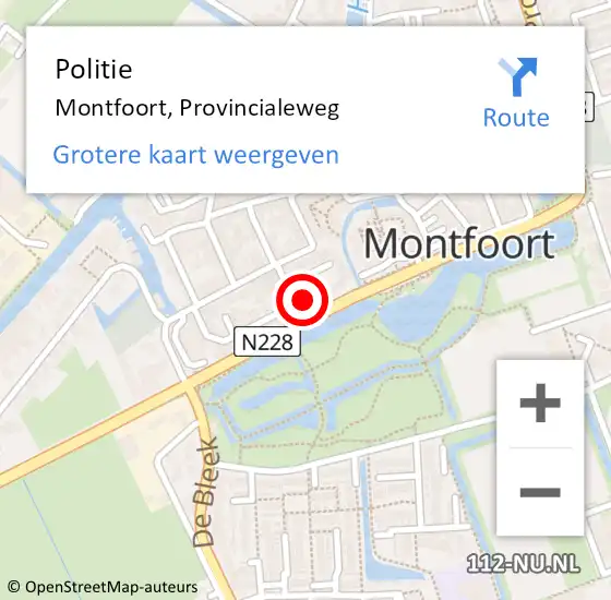 Locatie op kaart van de 112 melding: Politie Montfoort, Provincialeweg op 1 augustus 2021 11:53