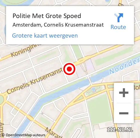 Locatie op kaart van de 112 melding: Politie Met Grote Spoed Naar Amsterdam, Cornelis Krusemanstraat op 1 augustus 2021 11:54