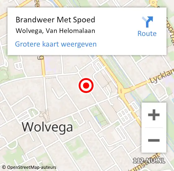 Locatie op kaart van de 112 melding: Brandweer Met Spoed Naar Wolvega, Van Helomalaan op 1 augustus 2021 12:32