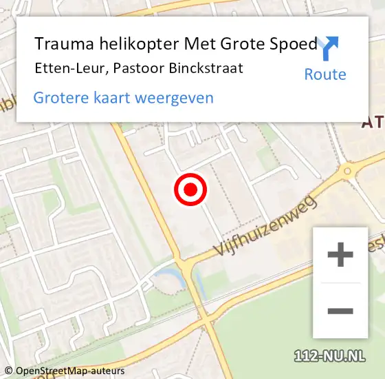 Locatie op kaart van de 112 melding: Trauma helikopter Met Grote Spoed Naar Etten-Leur, Pastoor Binckstraat op 1 augustus 2021 12:40