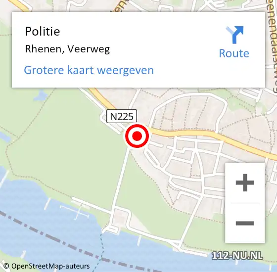 Locatie op kaart van de 112 melding: Politie Rhenen, Veerweg op 1 augustus 2021 13:01