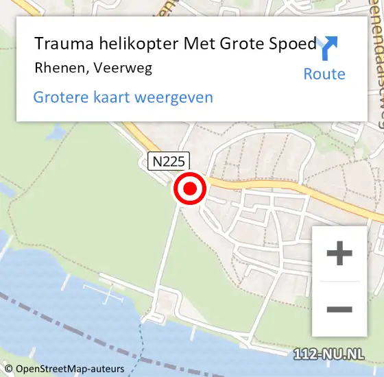 Locatie op kaart van de 112 melding: Trauma helikopter Met Grote Spoed Naar Rhenen, Veerweg op 1 augustus 2021 13:15