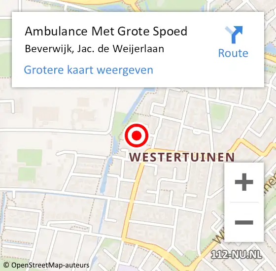 Locatie op kaart van de 112 melding: Ambulance Met Grote Spoed Naar Beverwijk, Jac. de Weijerlaan op 1 augustus 2021 13:32