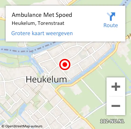 Locatie op kaart van de 112 melding: Ambulance Met Spoed Naar Heukelum, Torenstraat op 1 augustus 2021 13:43