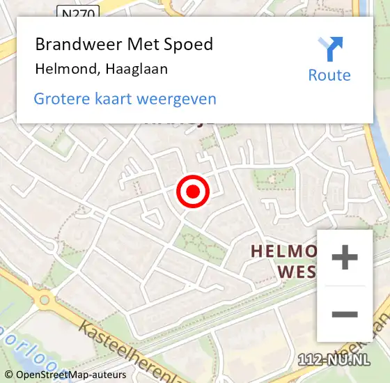 Locatie op kaart van de 112 melding: Brandweer Met Spoed Naar Helmond, Haaglaan op 1 augustus 2021 14:03