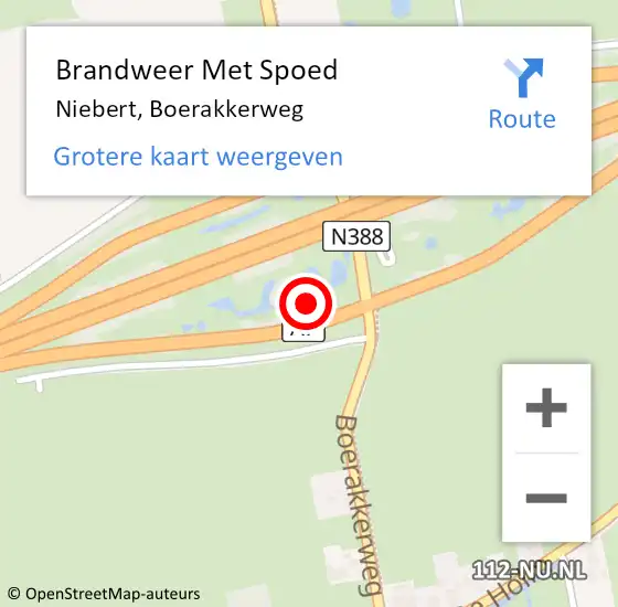 Locatie op kaart van de 112 melding: Brandweer Met Spoed Naar Niebert, Boerakkerweg op 1 augustus 2021 14:09