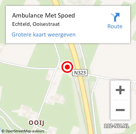 Locatie op kaart van de 112 melding: Ambulance Met Spoed Naar Echteld, Ooisestraat op 1 augustus 2021 14:21