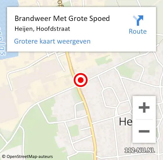 Locatie op kaart van de 112 melding: Brandweer Met Grote Spoed Naar Heijen, Hoofdstraat op 1 augustus 2021 15:05