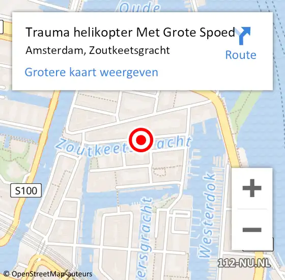 Locatie op kaart van de 112 melding: Trauma helikopter Met Grote Spoed Naar Amsterdam, Zoutkeetsgracht op 1 augustus 2021 15:15