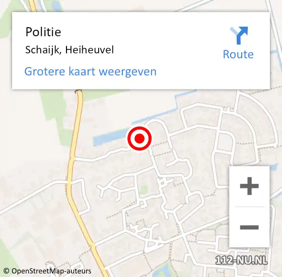 Locatie op kaart van de 112 melding: Politie Schaijk, Heiheuvel op 1 augustus 2021 15:34