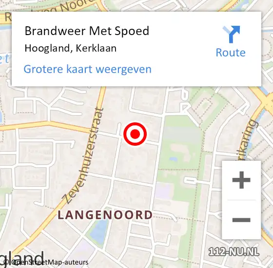 Locatie op kaart van de 112 melding: Brandweer Met Spoed Naar Hoogland, Kerklaan op 1 augustus 2021 15:53