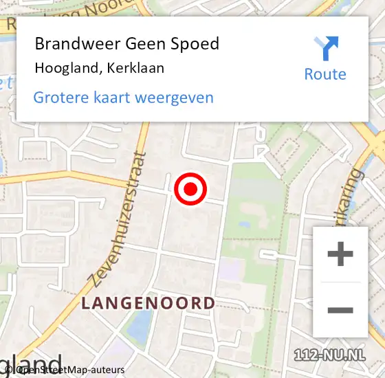 Locatie op kaart van de 112 melding: Brandweer Geen Spoed Naar Hoogland, Kerklaan op 1 augustus 2021 15:54