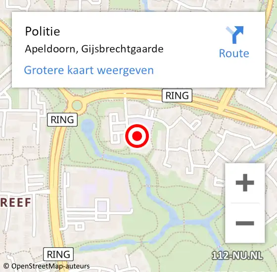 Locatie op kaart van de 112 melding: Politie Apeldoorn, Gijsbrechtgaarde op 1 augustus 2021 15:58