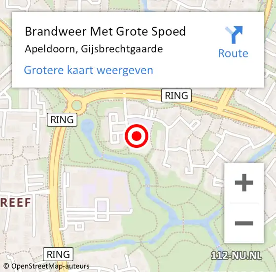 Locatie op kaart van de 112 melding: Brandweer Met Grote Spoed Naar Apeldoorn, Gijsbrechtgaarde op 1 augustus 2021 15:59