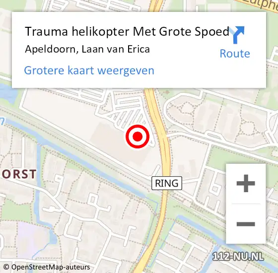 Locatie op kaart van de 112 melding: Trauma helikopter Met Grote Spoed Naar Apeldoorn, Laan van Erica op 1 augustus 2021 16:01