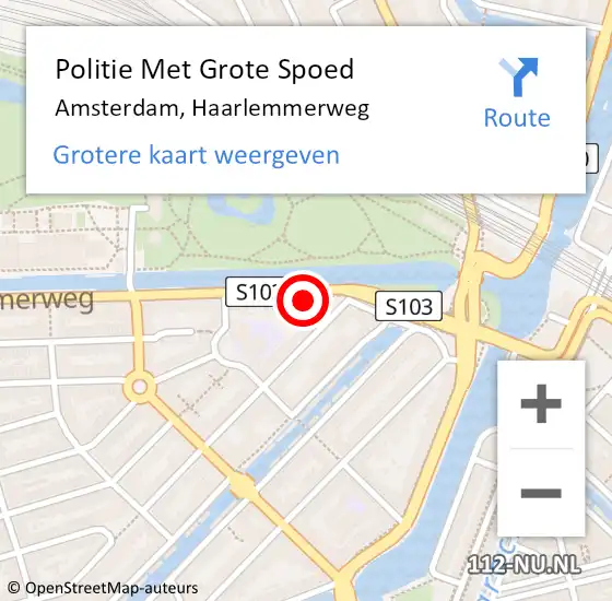 Locatie op kaart van de 112 melding: Politie Met Grote Spoed Naar Amsterdam, Haarlemmerweg op 1 augustus 2021 16:01