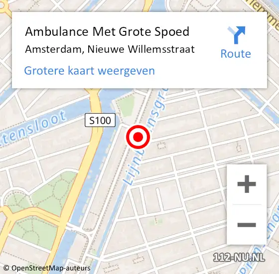 Locatie op kaart van de 112 melding: Ambulance Met Grote Spoed Naar Amsterdam, Nieuwe Willemsstraat op 1 augustus 2021 16:03